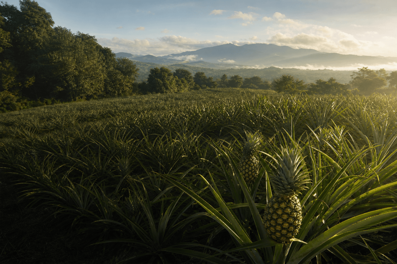 Cultivo organizado de pina en el Valle del Cauca